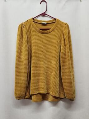 Chenault Mustard Textured Waffle Knit Top
